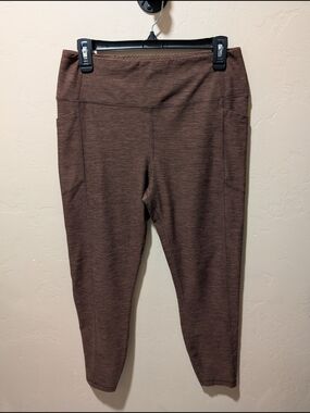 EUC Victoria Secret VSX Heathered Brown High-Rise Leggings W/ Side Pockets Large